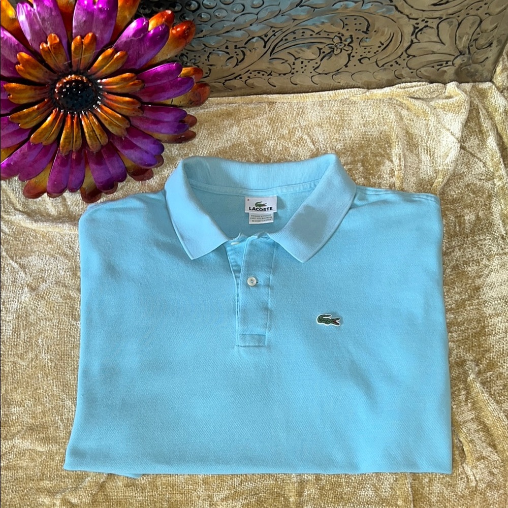 EUC:Lacoste Men's Baby Blue Polo Short Sleeve Shirt